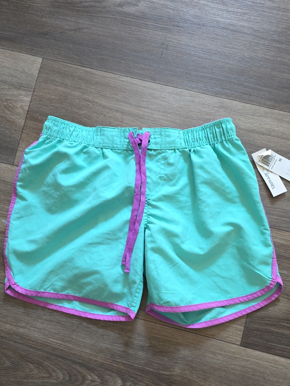 U.s Apparel Women's Aqua Athletic Shorts with Pink Trim and Drawstring